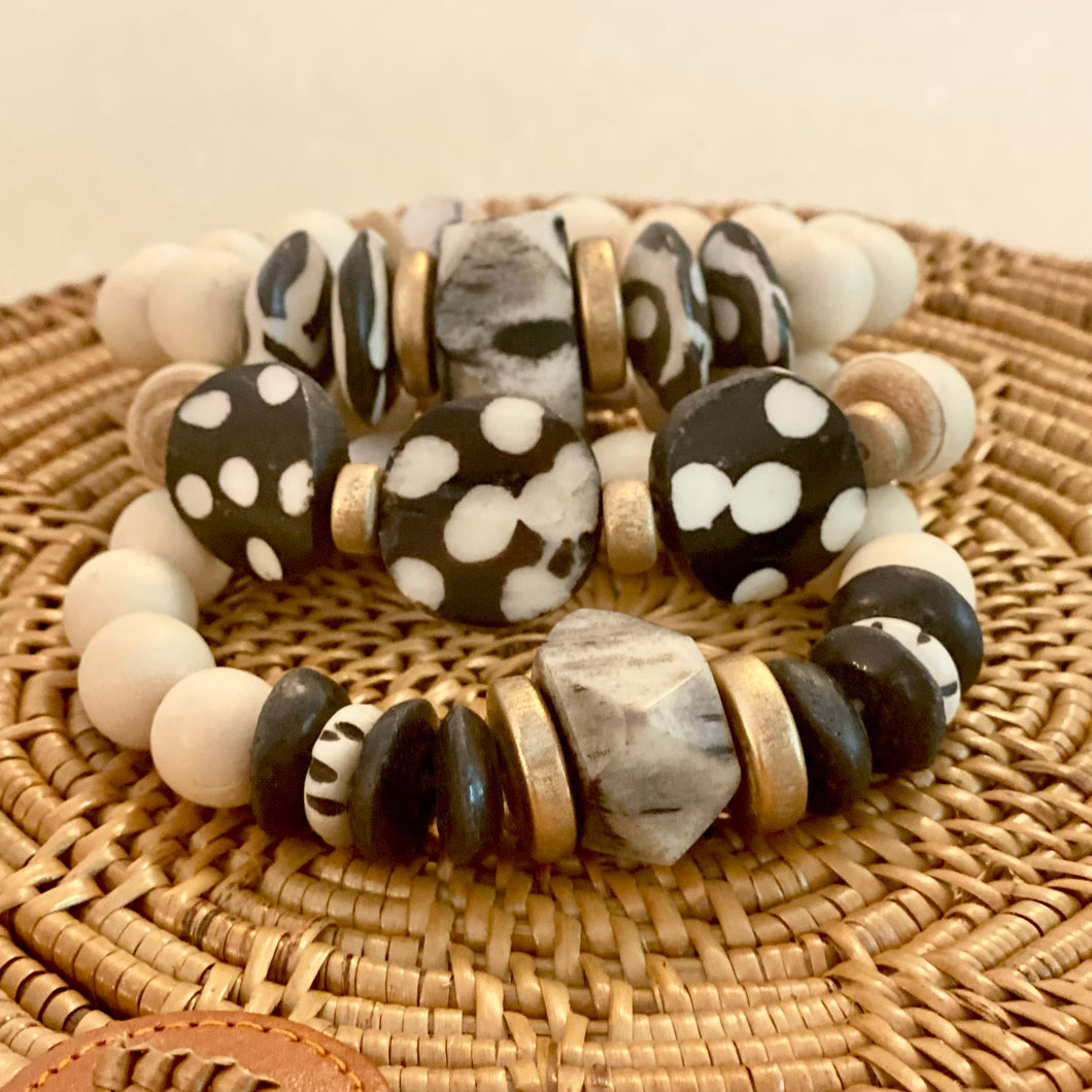 Lady Grace | two-tone bracelets; 3 stack